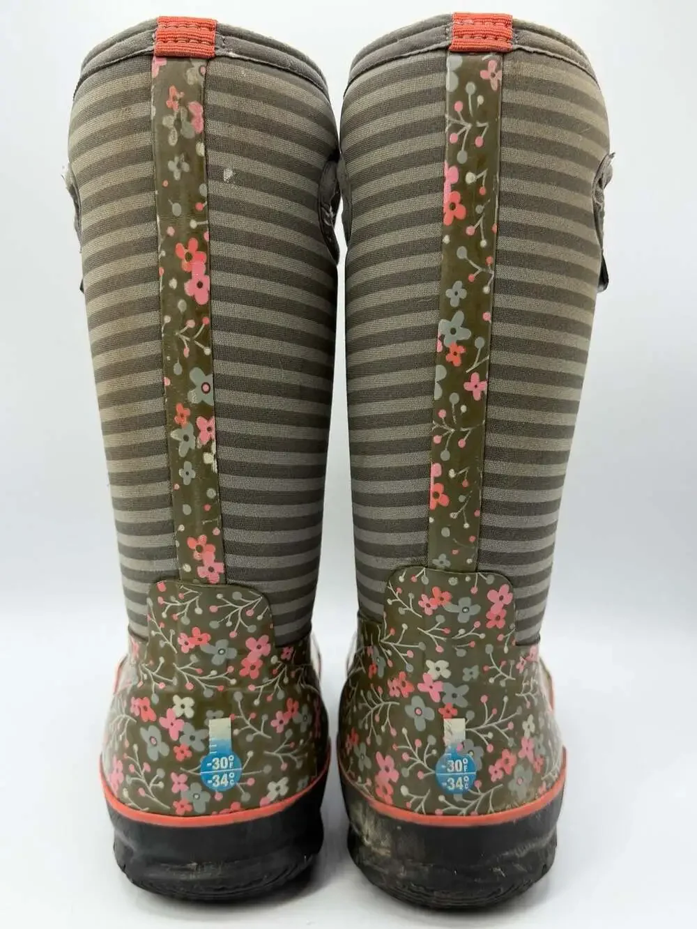BOGS Classic Flower Stripe Boots Youth 5 Waterproof Insulated -30°F Floral